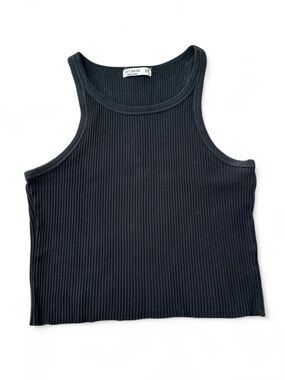 Cotton On Black Ribbed Cropped Racer Back Tank